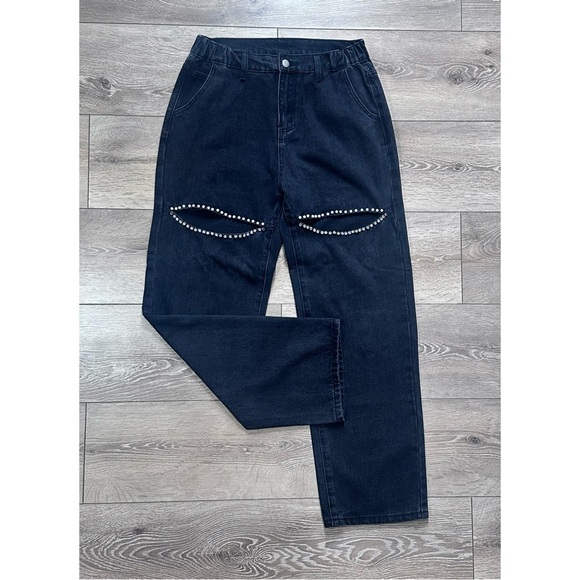 Wide Leg Embellished Cut Out Jeans - Picture 2 of 11